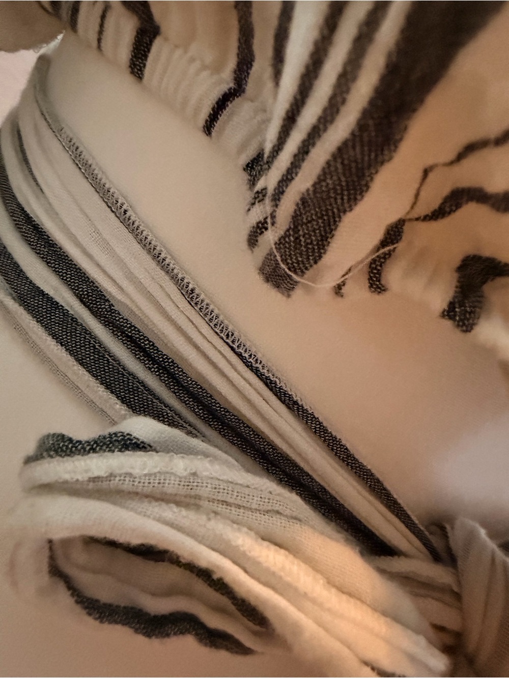 Jen's Pirate Booty Black & Cream Striped Lightweight Blouse - Picture 2 of 8